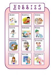 English Worksheet: Hobbies from A to... Y 