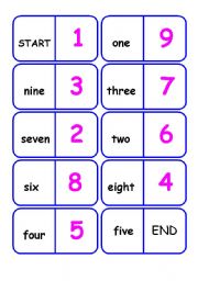 English Worksheet: numbers diminoes