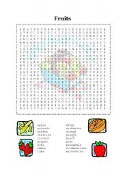English Worksheet: Fruit  Crossword