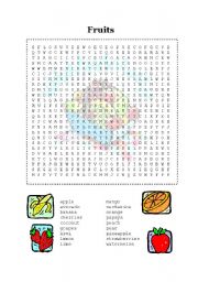 English worksheet: Fruit  Crossword