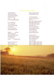 English worksheet: Fields of Gold (fill the gaps and questions)