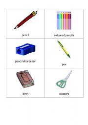 English Worksheet: school items flashcards
