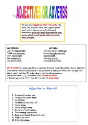 English Worksheet: Adjective or adverb