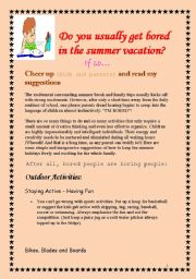 English Worksheet: Suggestions for  activities 2 b done in holidays for parents ans students