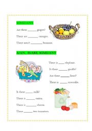 English Worksheet: some/any, is/are, a/an