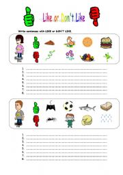 English worksheet: Like or Dont Like