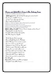 English Worksheet: Romeo & Juliet- The Balcony Scene
