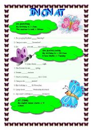 English worksheet: n on at