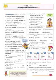 English Worksheet: Reviewing some Basic grammar Points (3)  -  Focus on Prepositions - Intermediate and Lower Advanced Students