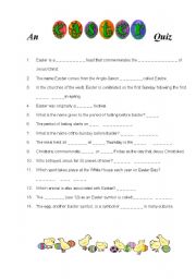 English Worksheet: Easter Quiz