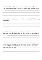 English worksheet: Using Vocabulary for Work Scenarios