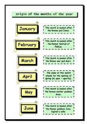 English Worksheet: Origin of the months of the year