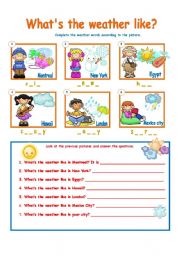 English Worksheet: WHATS THE WEATHER LIKE?