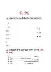 English Worksheet: to be 