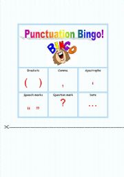 English worksheet: Punctuation Bingo