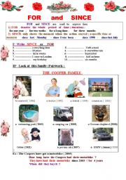 English Worksheet: FOR   and  SINCE  : How long have you had / been  / known  .......? 