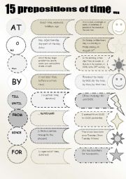 English Worksheet: 15 PREPOSITIONS OF TIME (BLACK AND WHITE)