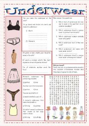 English Worksheet: Underwear