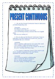English Worksheet: PRESENT CONTINUOUS - explanations, spelling and exercises