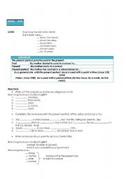 English Worksheet: since - for 
