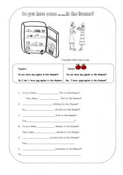 English Worksheet: do you have some .......  in the fridge?