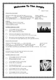 English Worksheet: song (welcome to the jungle)