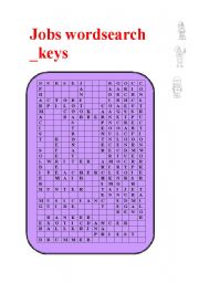 English Worksheet: Jobs wordsearch keys. 