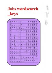 English worksheet: Jobs wordsearch keys. 