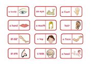 English Worksheet: Body parts domino (editable)