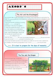 English Worksheet: PAST SIMPLE - AESOP`S FABLES- Part 1