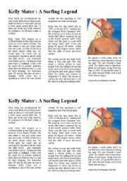 English Worksheet: KELLY SLATER : A SURFING LEGEND