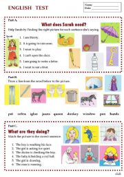 English Worksheet: Test with pictures-basic understanding