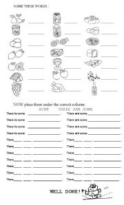 English Worksheet: THERE IS / THERE ARE + FOOD items