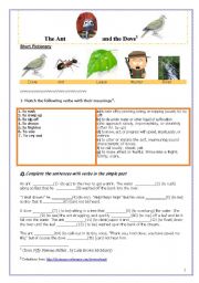 English Worksheet: The Ant and the Dove ( Upper Elementary)