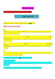 English Worksheet: conjunctions 