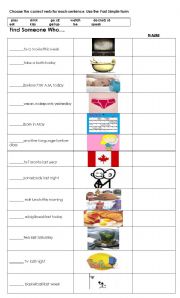 English Worksheet: Find someone who... past simple