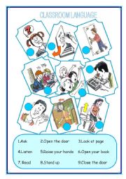 English Worksheet: CLASSROOM LANGUAGE / IMPERATIVE (First Part)