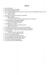 English worksheet: Easter questions for conversation