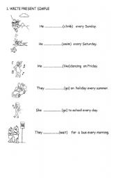 English Worksheet: simple present tense