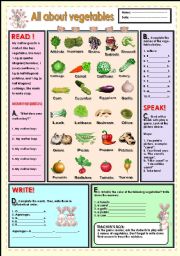 English Worksheet: All about vegetables