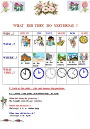 English Worksheet: WH-Questions about the Simple Past 