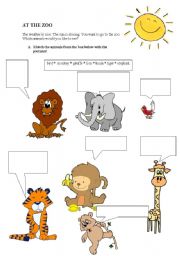 English Worksheet: AT THE ZOO