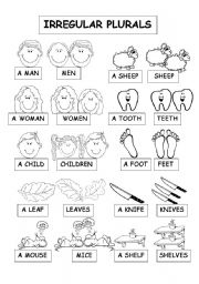 English Worksheet: IRREGULAR PLURALS