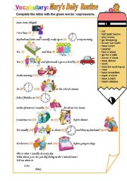 English Worksheet: Marys Daily Routine