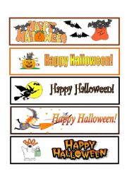 English Worksheet: Halloween Bookmarks
