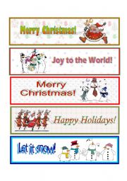 English Worksheet: Christmas Bookmarks