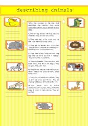 English Worksheet: DESCRIBING ANIMALS