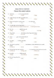 English worksheet: Multiple choice