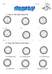 English worksheet: What time is it?