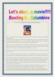 English Worksheet: Video time: extract from BOWLING FOR COLUMBINE (hIstory of the USA CARTOON): COMPREHENSIVE lesson plan & worksheet (Printer-friendly: 4 PAGES) 